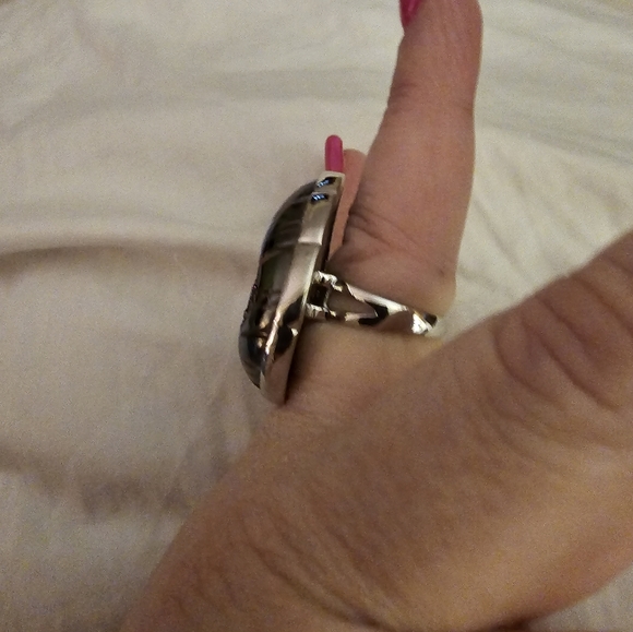 Sz 7, Window Drusy Forest, 925 Silver, 44.0 Carats, Platinum overlay, NWT - Picture 4 of 8